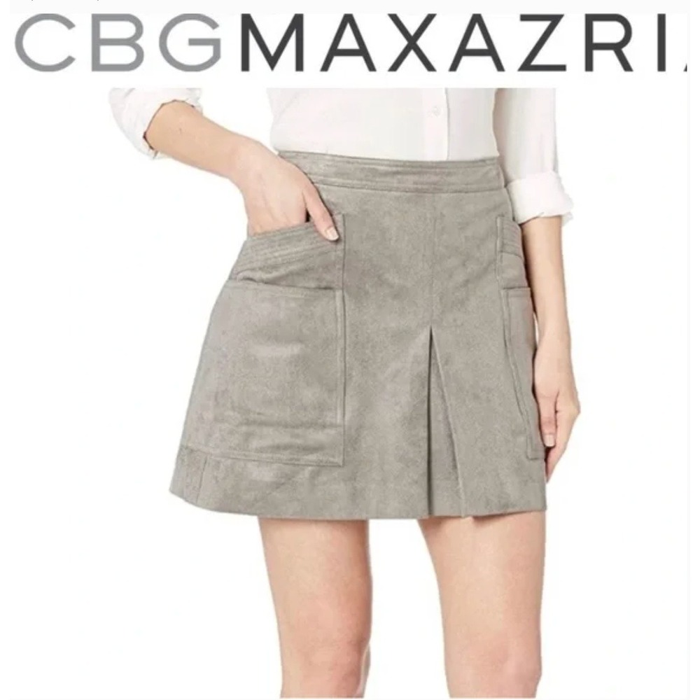 NWT BCBG Maxazria city vibe faux suede Smoked Grey XXS Skirt